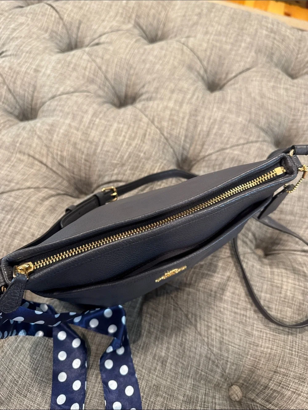 Coach Bag Dark Navy Pebbled Leather File Crossbody - Picture 10 of 17
